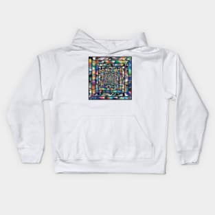 Splatter Paint on Concentric Squares, Spray Paint Rainbow Pattern Kids Hoodie